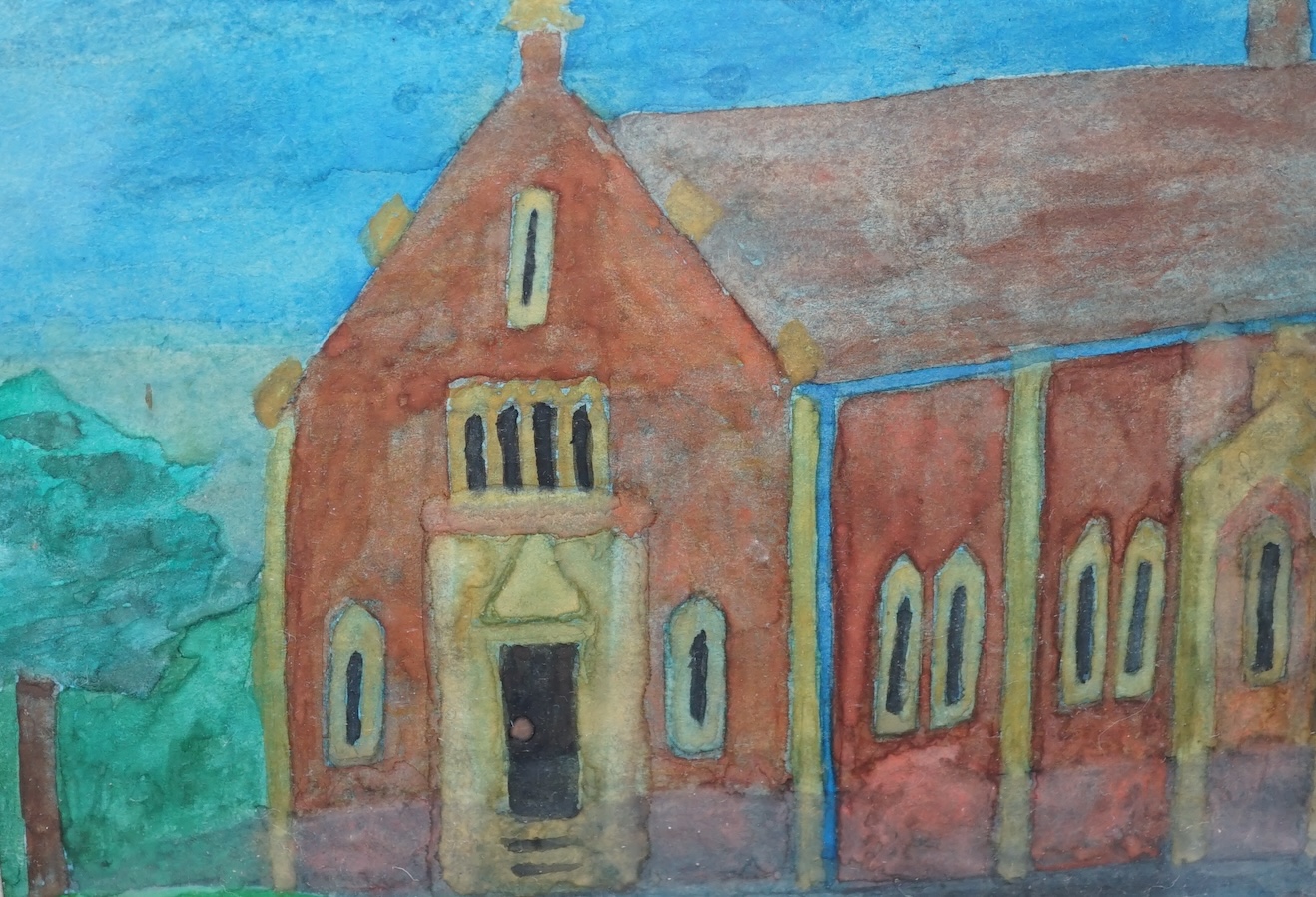 From the Studio of Fred Cuming. Miss Newson, watercolour, ‘Broxbourne Parish Room’, 11 x 16cm. Condition - fair to good